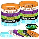 Capoda 24 Pcs Halloween Luminous Bracelets Glow in The Dark Halloween Silicone Bracelets Rubber Wristbands for Trick or Treat Theme Party Favors Goodie Bag Stuffers Supplies