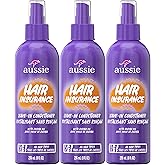 Aussie Hair Insurance Leave-In Conditioner Spray, Frizz Control, Softening with Jojoba & Sea Kelp, Moisturizing Treatment for All Hair Types, Juicy Citrus, 8 Fl Oz Each, Triple Pack