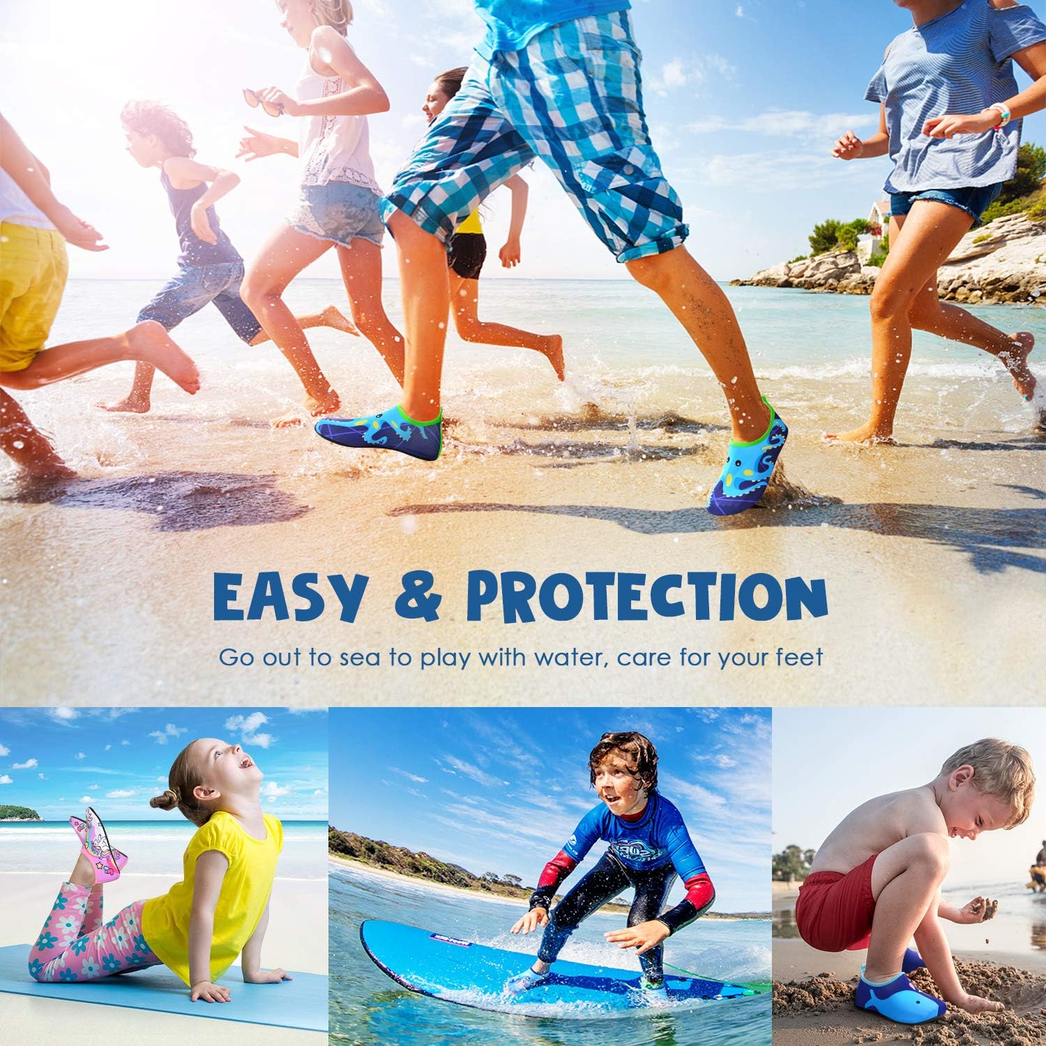  | Sunnywoo Water Shoes for Kids Girls Boys，Toddler Kids Swim Water Shoes Quick Dry Non-Slip Water Skin Barefoot Sports Shoes Aqua Socks for Beach Outdoor Sports | Water Shoes