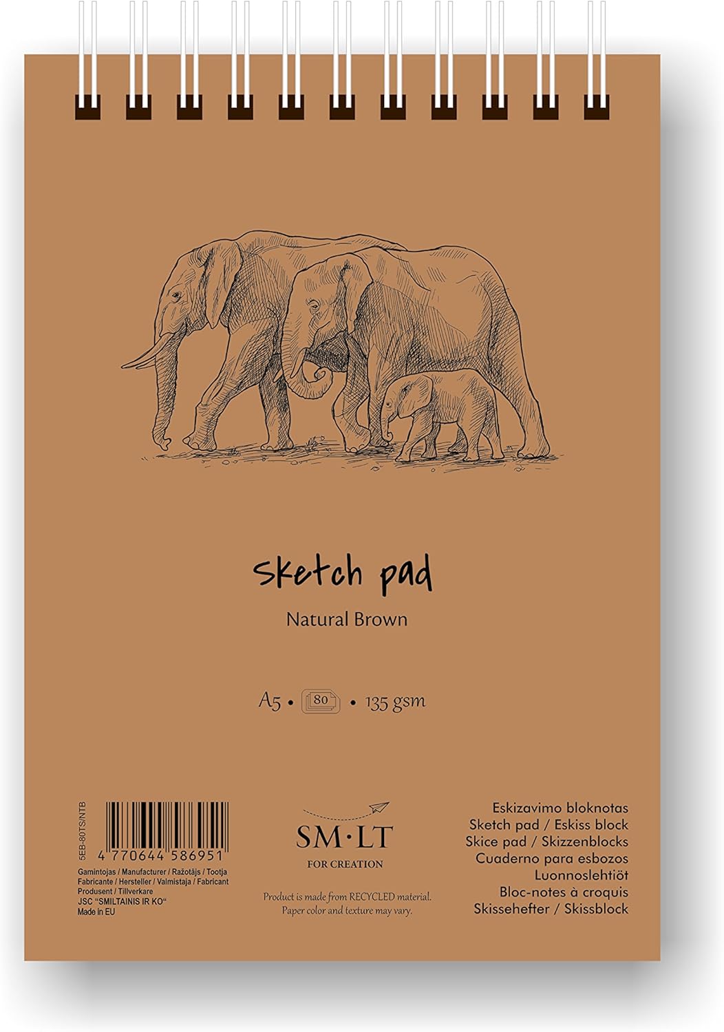 SM.LT 5EB-80TS/NTB 135 GSM Kraft Paper, 80 Sheets, A5, Brown