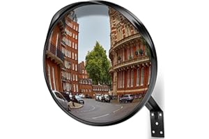 ANGOONI Acrylic Convex Traffic Mirror, 12 inch Adjustable Wide Angle View Curved Security Mirror for Driveway, Park, Garage, Corners and Blindspot(Support Indoor and Outdoor)