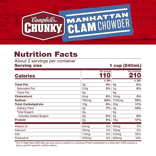 CAMPBELL’S CHUNKY SOUP, MANHATTAN CLAM CHOWDER, 18.8 OZ CAN