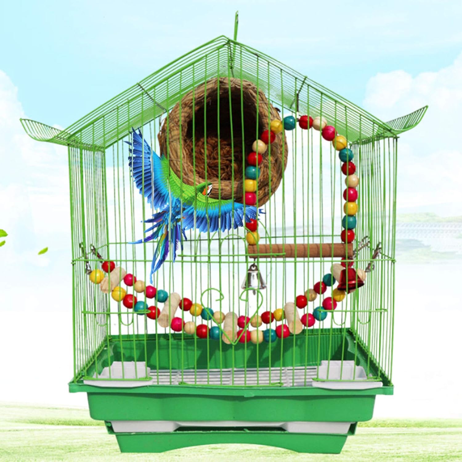 kathson Birdcages Straw Bird Nests Natural Grass Woven Birdhouse Resting Breeding Nesting Cages Hideaway Shelter for Finch Canary Budgie Lovebird Pearl Bird and Small Parrot  : Pet Supplies