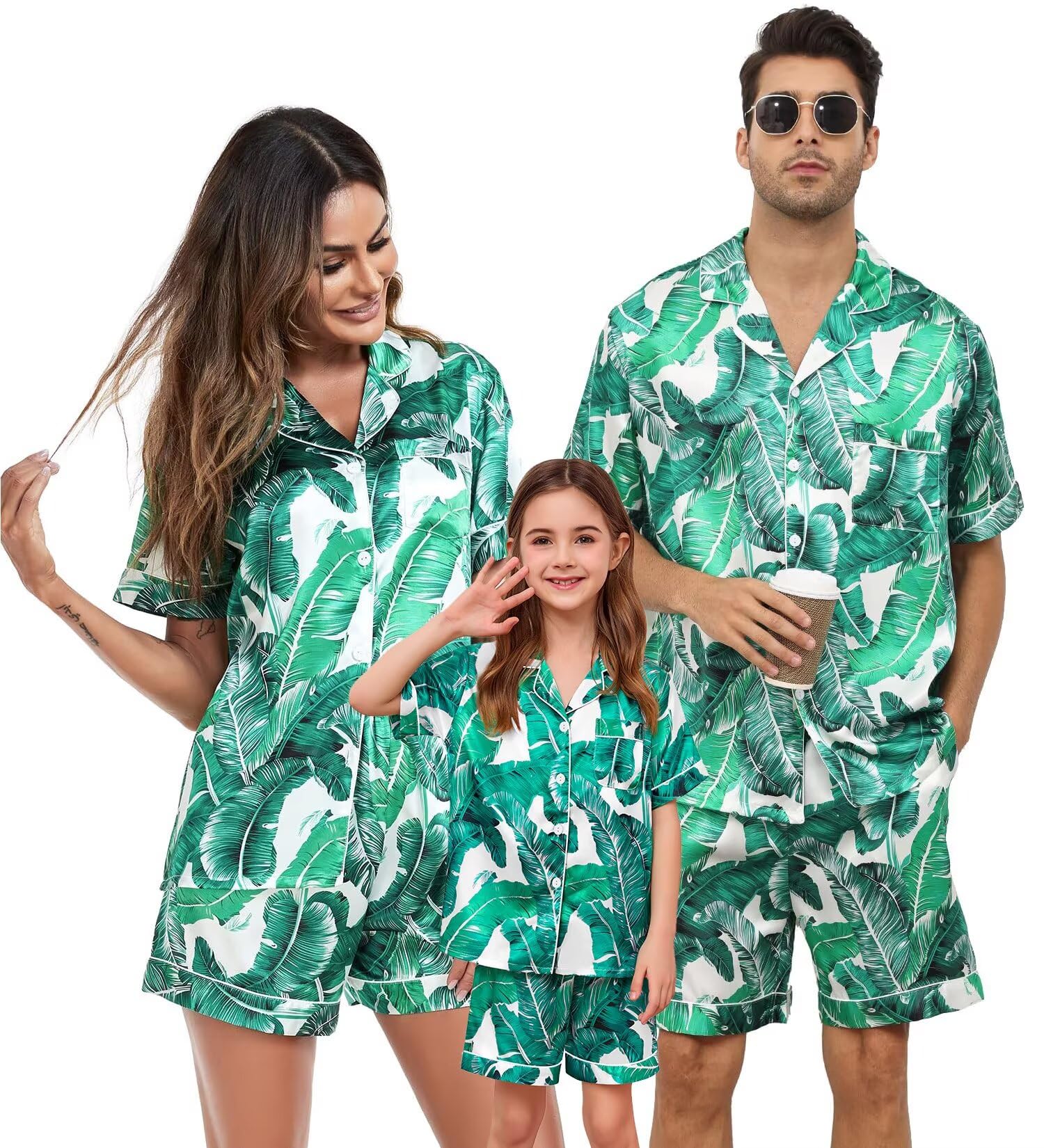 Photo 1 of ***ONE SET ONLIY*** 
SWOMOG Couple Matching Pajamas Sets Women Men Button Down Silk Pjs Men Short Sleeve Soft Lounge Sets ONE Pcs Loungewear, Size XL