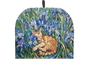 YUVAMAGIMO Iris Cat Design Tea Cosy for Teapot Portable Teapot Cover with Handle Easy Clean Fabric Insulated Cover for Family Breakfast or Birthday Party