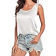 Wantschun Womens Silk Satin Tank Tops Summer Tank Shirt Round Neck Sleeveless Blouse Camisole