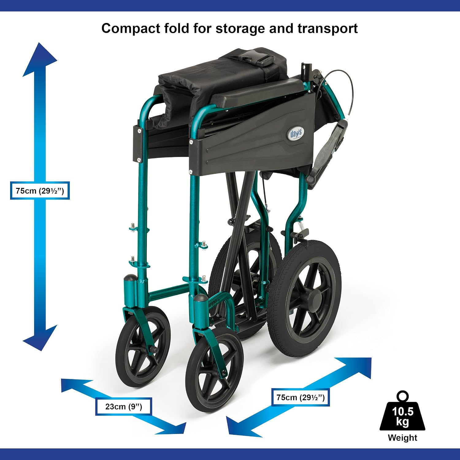 Days Lightweight Wheelchair for Adults Escape Folding Wheelchairs, Compact Wheel Chair with Adjustable Footrests - Image 4