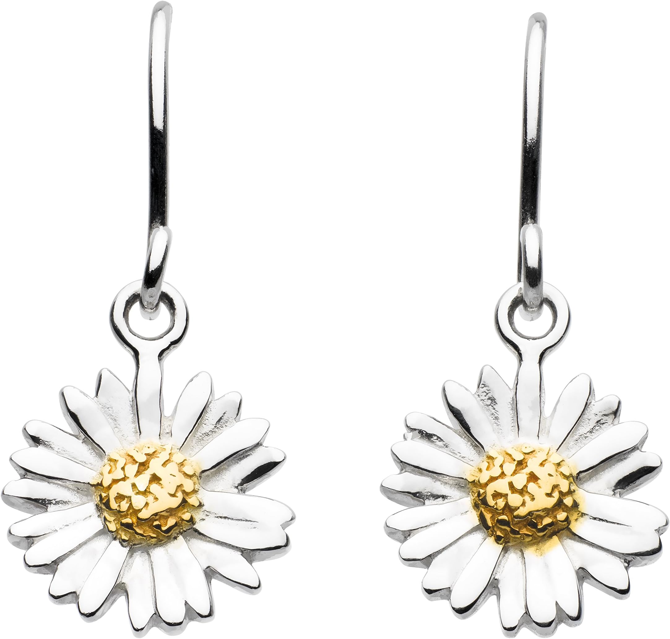 Dew Sterling Silver and Gold Plate Daisy Drop Earrings