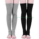 Sumind 2 Pairs Winter Leg Warmers Thigh High Socks 27.5 Inch over Knee Footless Knitted Long Boot Cuffs Topper Socks Women