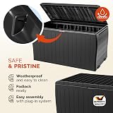 Deuba Marvel+ by KETER 270 L Garden Storage Box Wood Effect Anthracite view 3