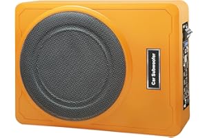 litillbuly 10 Inch 800W Orange Car Subwoofer,Slim Under Seat Car Subwoofer Powered, High/Low Level Input, Car/Truck Car Audio