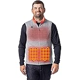 ORORO Men's Heated Fleece Vest with 4 Heat Zones, Sweater Fleece Heating Vest with USB-C Rechargeable Battery