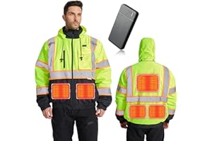 SRsafety Safety Heated Jacket,Waterproof Safety Jacket for Men with Pockets, Reflective High Visibility Safety Jackets