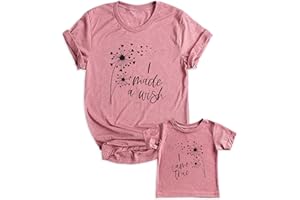 LUKYCILD Mom and Daughter Matching Outfits I Made a Wish Mommy and Me Shirts Mom and Baby Matching Shirt