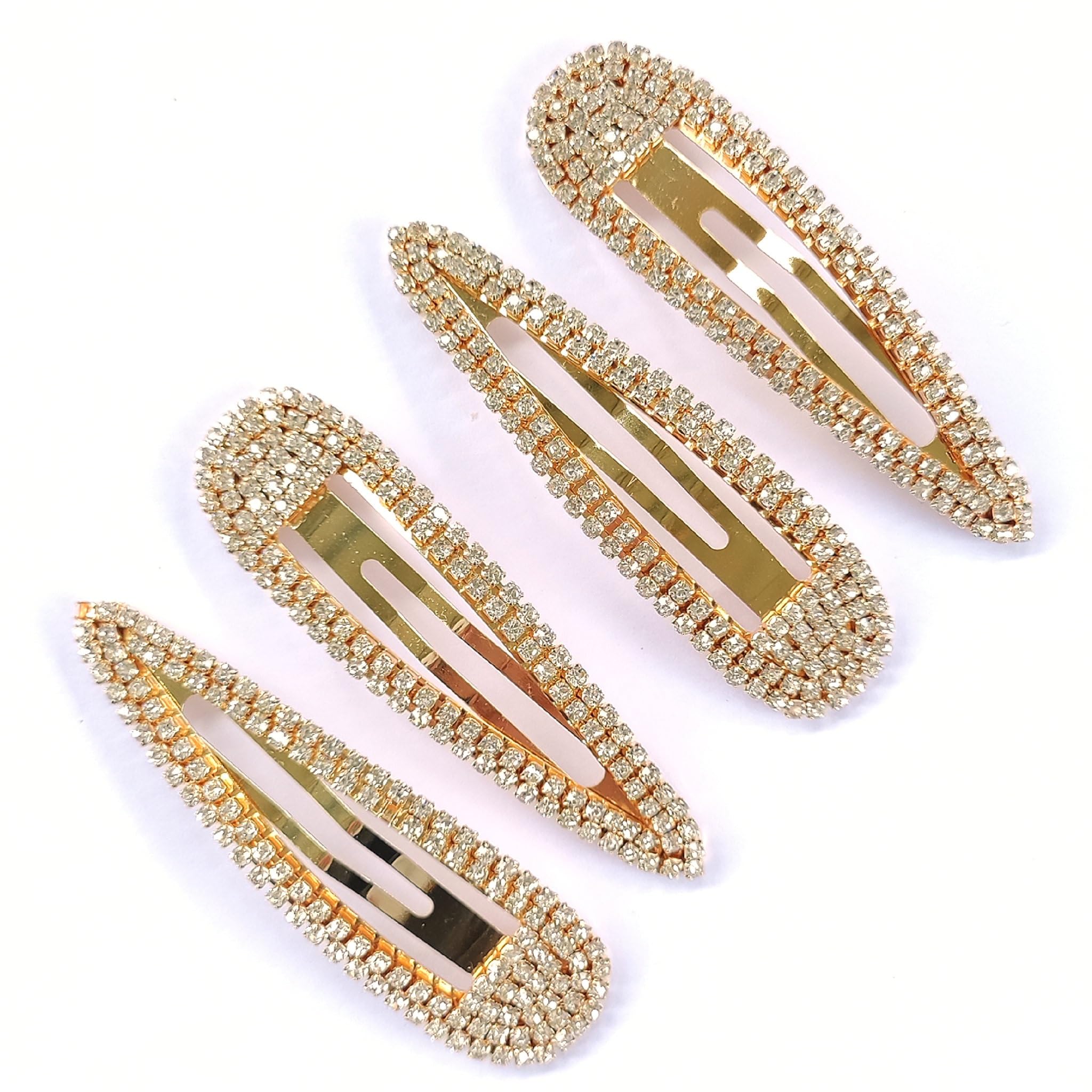 FANGHUIER Large Hair Clips for Women - Silver, Golden, Sparkly, Snap Clips for Fine Hair (Medium Size 7cm)