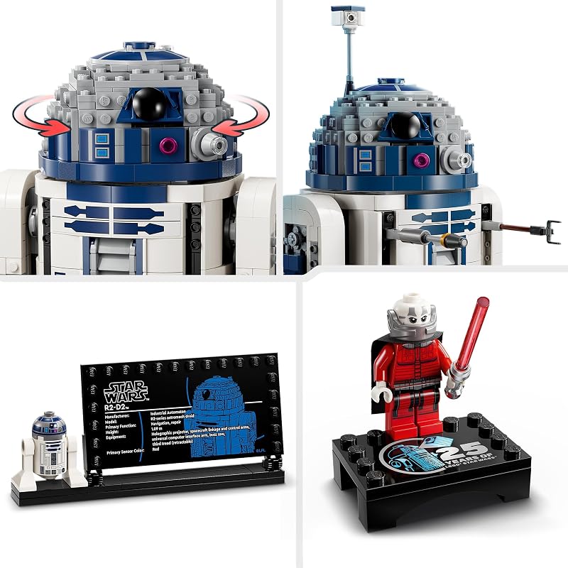 Star Wars 75379 R2-D2 Spielzeug – Spielfigur zum Ausstellen mit drehbarem Kopf, Periskop und Werkzeugen mit Darth Malak Minifigur – Geschenk für Jungs ab 10 Jahren und Erwachsene — Foto 4 von 8