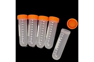 Honbay 10PCS 50ml Round Bottom Plastic Lab Centrifuge Tubes Laboratory Test Tubes with Screw Cap and Graduation Frozen Vial C