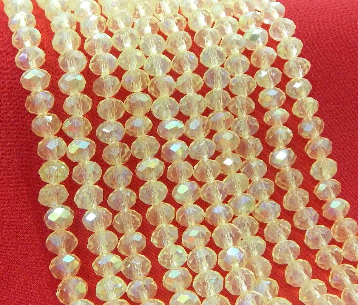 Czech Crystal Glass Beads, CZ Bohemian Faceted Rondelle Glass Beads, 4/6/8/10 mm (Yellow AB, 4x3 mm)