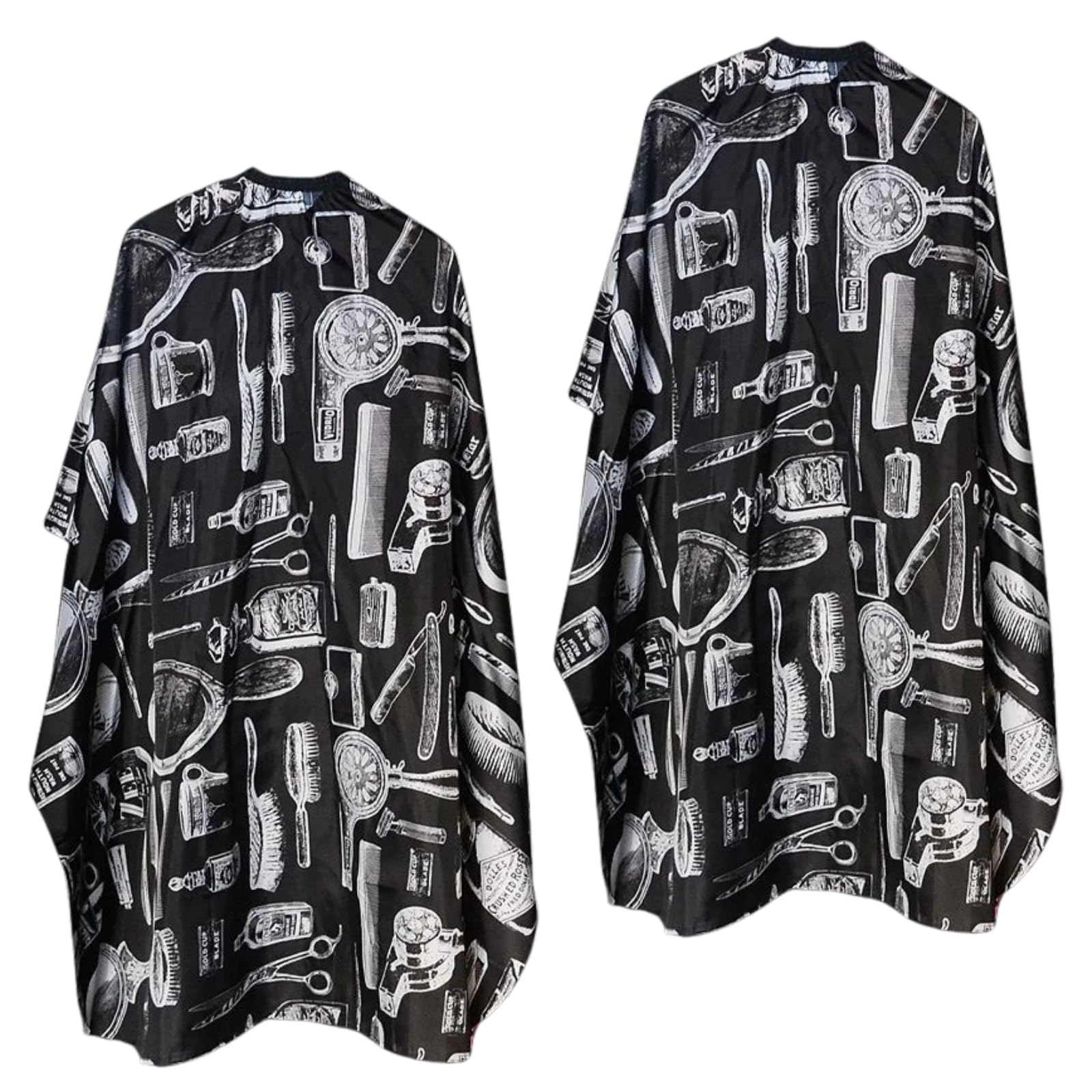 LUFFLOK 2 Pcs Barbers Cape, Black Stamp Duty Hairdressing Gown, Hair Salon Cutting cape, Waterproof Barber Cape, Professional Barbering Cape for Hair Styling, Cutting and Coloring Styling (Black)