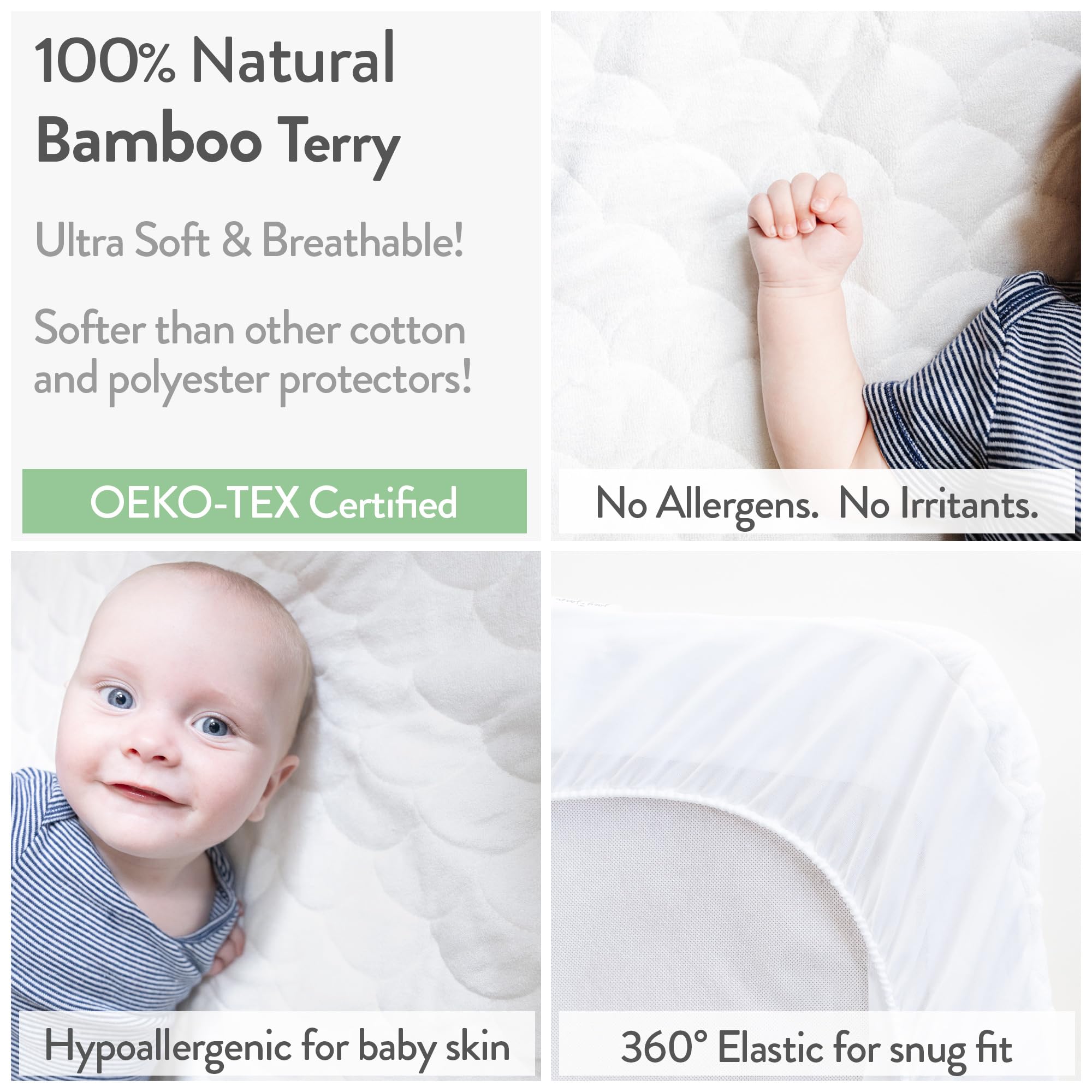Joey + Joan Waterproof Pack and Play Mattress Pad Protector Cover – Compatible with Graco Pack n Play – 2 Pack Quilted Playard Sheets of Viscose Made from Bamboo – 27