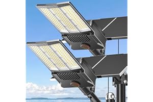 Deepn Solar Street Light 12000W Aluminum Commercial Grade Solar Parking Lot Lights with Motion Sensor & Dusk to Dawn IP67 Waterproof Heavy Duty Security Flood Lights for Street, Yard, SZ4000, 2Pack