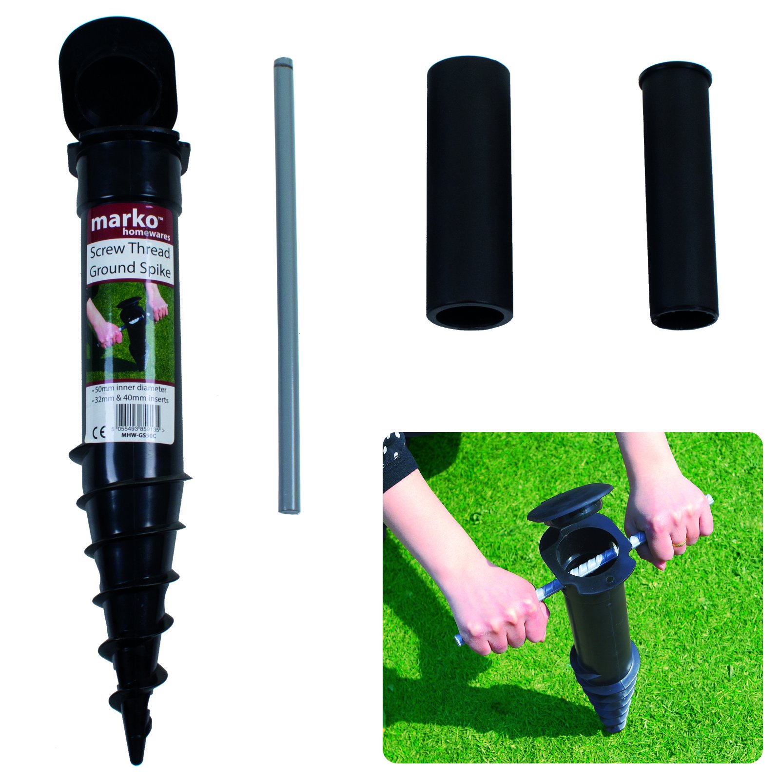 Marko Homewares Screw In Ground Spike Base Rotary Clothes Washing Line Parasol Holder Soil Stand Marko Homewares Screw In Ground Spike Base Rotary Clothes Washing Line Parasol Holder Soil Stand