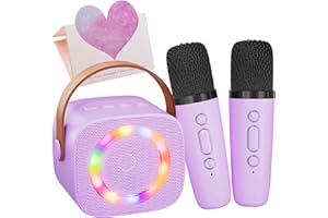 ANKUKA Karaoke Machine for Kids Adults, Mini Portable Bluetooth Speaker with 2 Wireless Microphone for Singing, Birthday Gifts Party Favors, Kids Toys for Ages 4, 5, 6, 7, 8, 9, 10+ Teens Girls Boys Purple