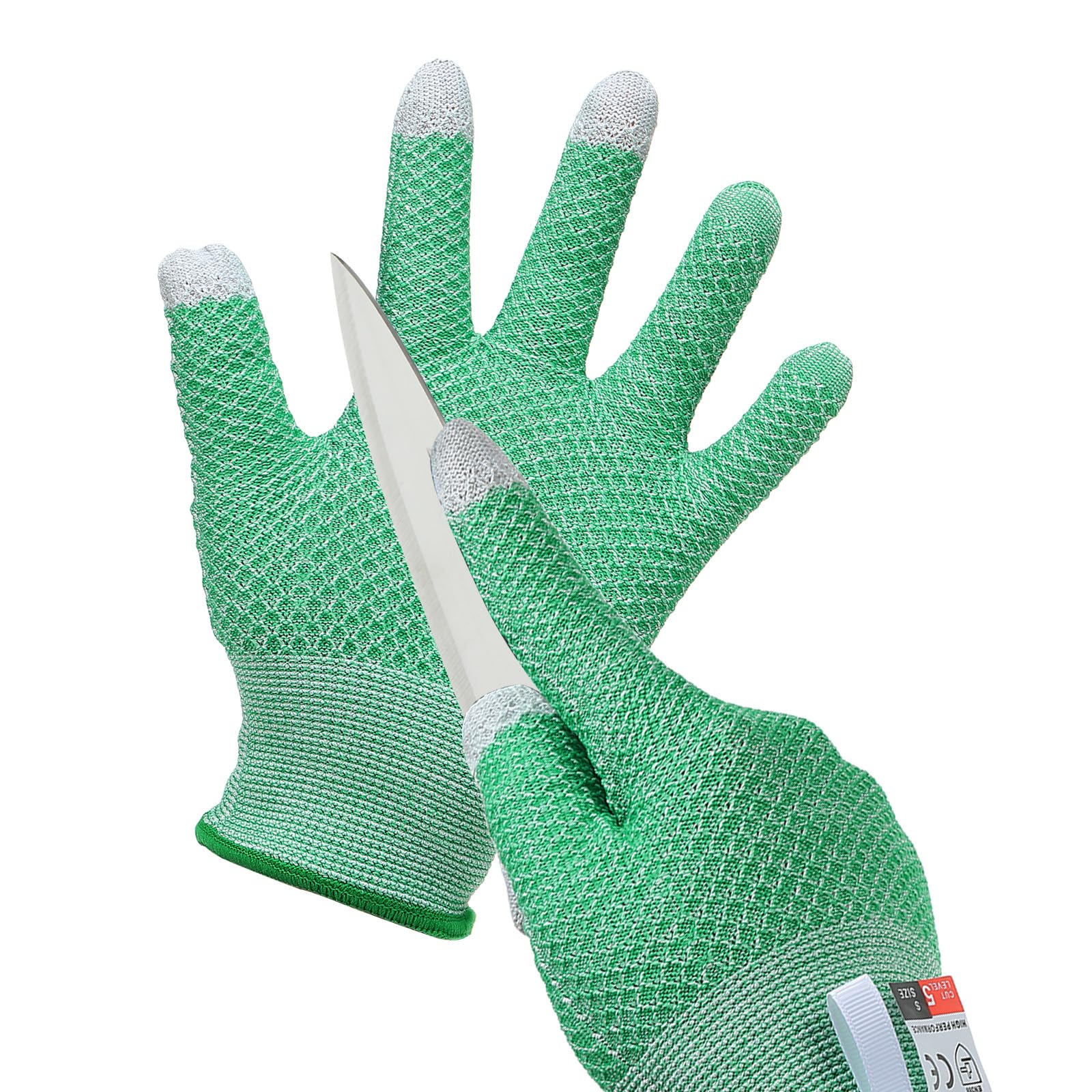PATIKIL Cut Resistant Gloves, Touchscreen Level 5 Protection Cutting Gloves Anti Cut Kitchen Work Glove for Mandolin Slicing Oyster Shucking Whittling Wood Carving, Green, Large