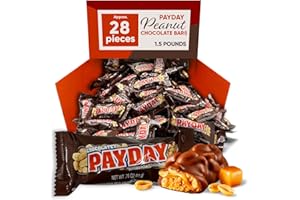 CHAIN & JO SWEETS PayDay Chocolate Covered Peanut Caramel Bar 1.5 Pound Approx 28 Bars - Chocolate Candy With Peanut and Caramel