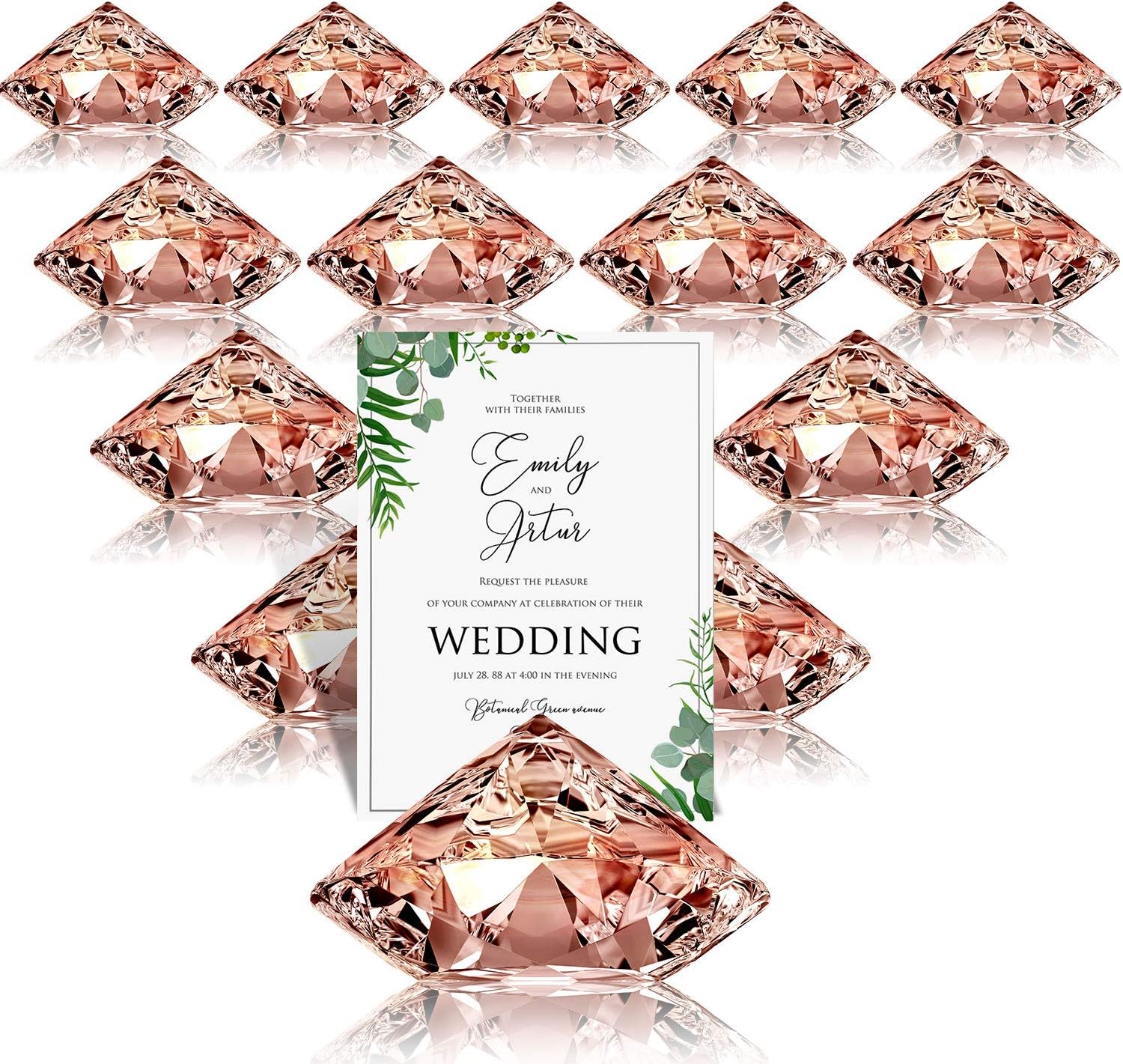 Boao 24 Pack Place Card Holders HarpClip Table Number Holder Diamond Acrylic Crystal Table Card