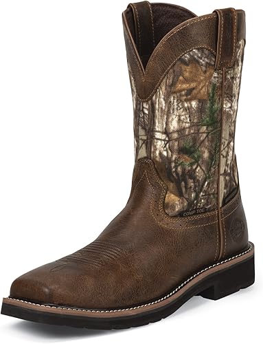 justin men's stampede tan waterproof work boots