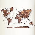 AWESOMETIK OAK 3D Wood World Map 3D Wood Map of the World Easy Installation with Double Sided Tape Includes Add Ons Premium Durable Plywood Ideal for Home and Office Decor (Large)