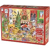 Cobble Hill 1000 Piece Puzzle - DoodleTown: Catching Santa - Sample Poster Included