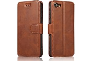 QLTYPRI Case for iPhone SE 2022 5G/iPhone SE 2020/iPhone 8/iPhone 7, Premium PU Leather Simple Wallet Case with Card Slots Kickstand Magnetic Closure Shockproof Flip Cover for iPhone 7/8/SE2/SE3-Brown