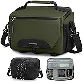RAINSMORE Camera Bag, DSLR/SLR/Mirrorless Small Camera Sling Bag Waterproof Camera Case with Tripod Holder & Rain Cover Compact Crossbody Camera Bags for Photographers Everyday Shoulder Bags, Green