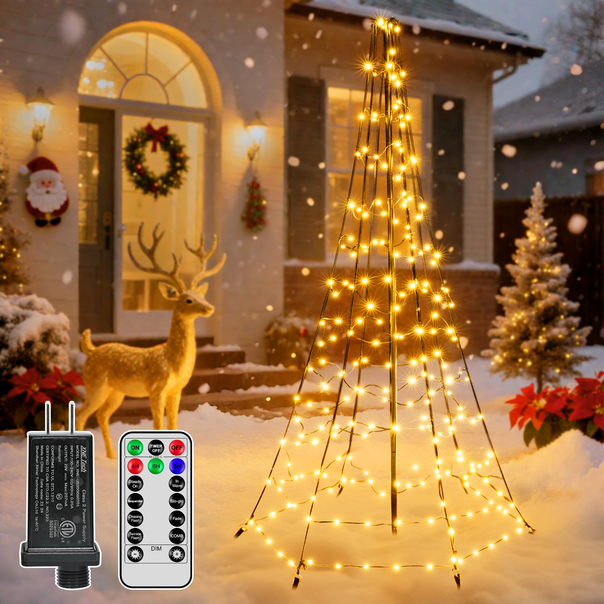 Photo 1 of *USED*
Christmas Tree Lights with 202 LEDs, 6 FT Remote Control Christmas Lights with 8 Lighting Modes, IP67 Waterproof Outdoor Decorations for Outside Indoor Yard Porch (Warm White)