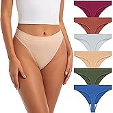 Jo & Bette Seamless Thongs for Women - High Waist Panties 6 Pack - Thong Underwear Pack Breathable No show Sports