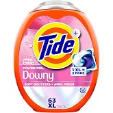 Tide Power PODs + Downy Laundry Detergent Pods, 63 Count, Soft Boosters + April Fresh