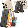 Sinjimoru Pull & Eject Magnetic Wallet for iPhone, Phone Wallet with Adjustable Stand, Compatible with MagSafe Wallet, M-Pull Tab Stand Black