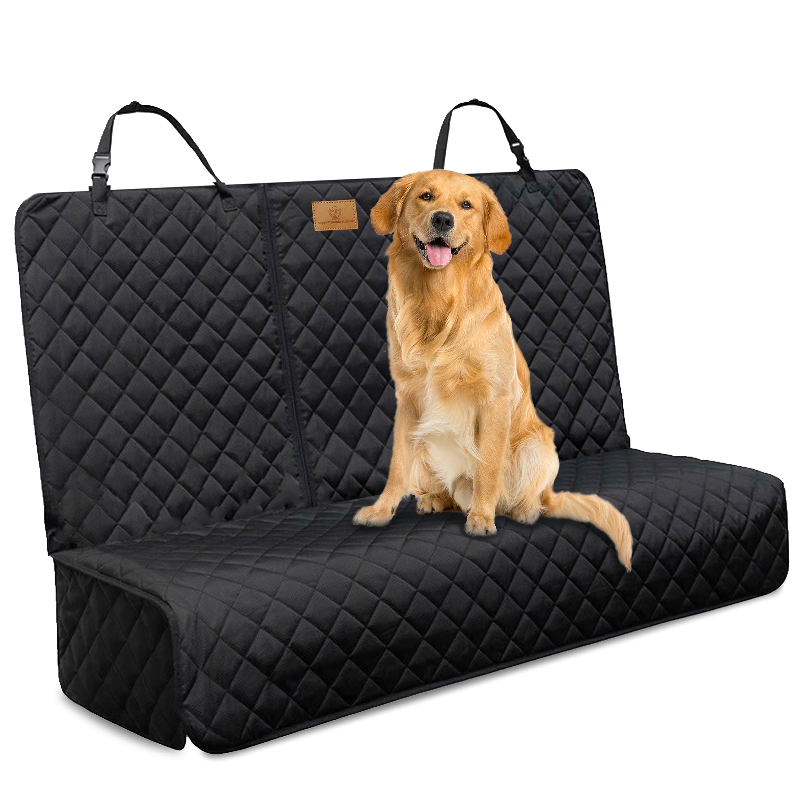 AMZPET Dog Car Seat Cover (Universal: 133cm) - Waterproof, Non-slip & Scratch-Proof - Not Isofix Compatible