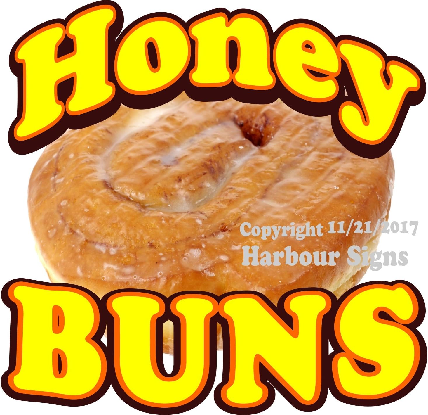 Harbour Signs Decal Honey Buns for Food Concession Restaurant Truck Exterior Vinyl Sign (10" x 8.5")