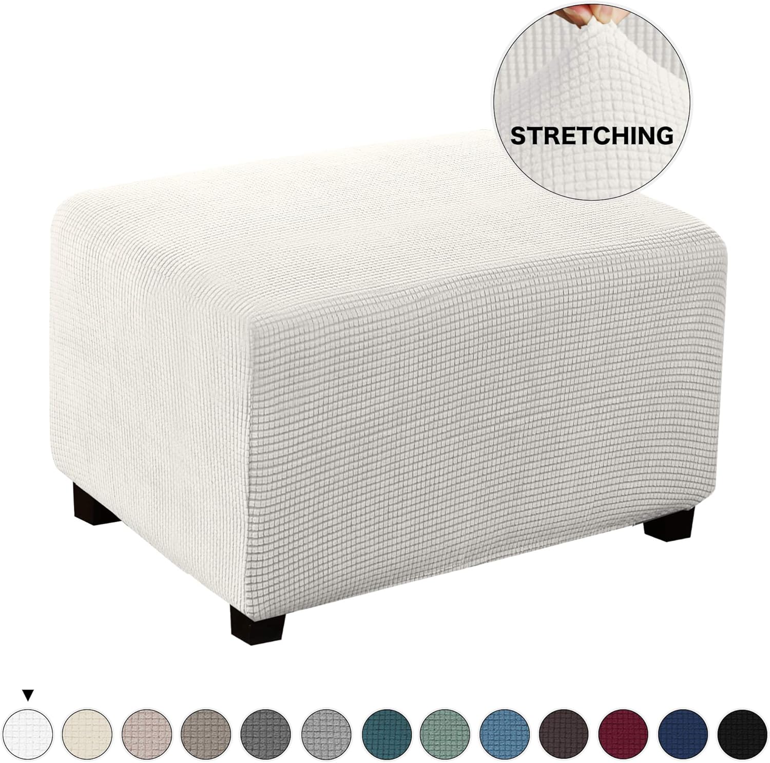 Stretch Storage Ottoman Slipcover Spandex Elastic Rectangle