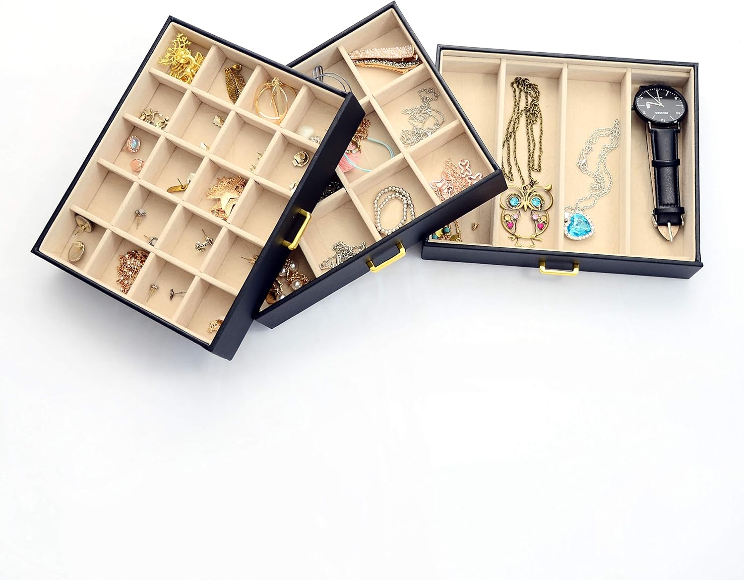 AKOZLIN Large Jewelry Box Organizer Functional Huge Lockable, Leather Jewelry Storage Case for Women Girls Ring Necklace Earring Bracelet Holder Organizer with Mirror: Home Improvement