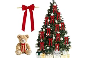 AFASITEN 24 Pcs Red Velvet Bows - Red Velvet Bows for Christmas Tree, Tree Decorations, Xmas Ornaments & Festive Use