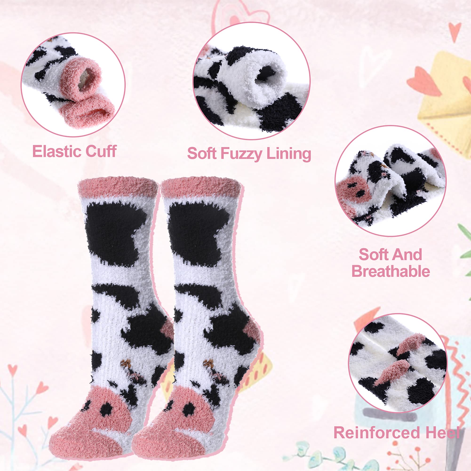 DYW Fuzzy Socks for Women Soft Cozy Fluffy Winter Warm Slipper Socks Home Sleeping Animal Socks