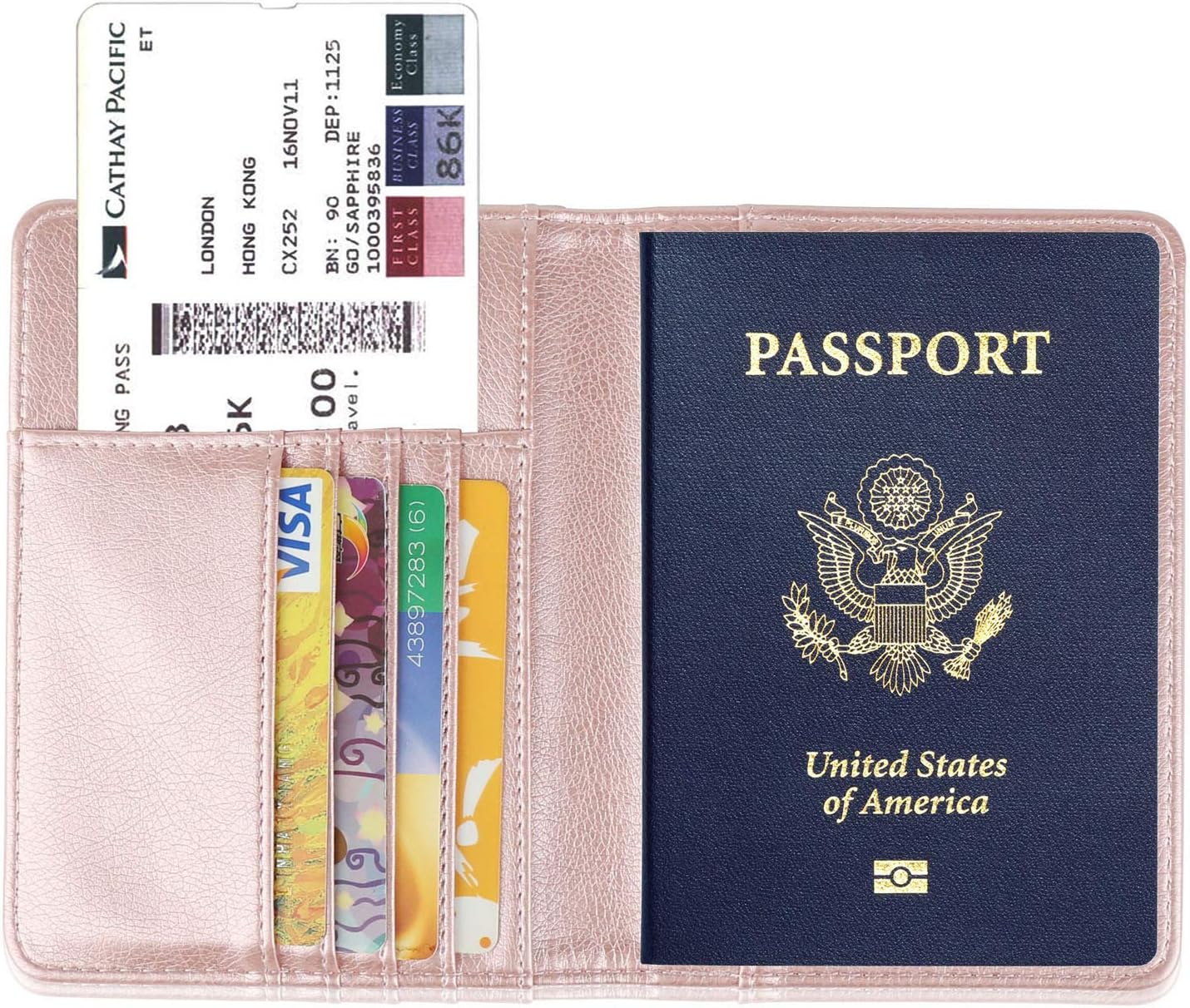  | GDTK Leather Passport Holder Cover Case RFID Blocking Travel Wallet (Rose Gold) | Passport Covers