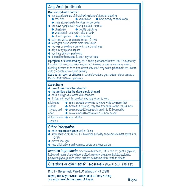 ALEVE LIQUID CAPSULES, NAPROXEN SODIUM CAPSULES 220 MG (NSAID), PAIN RELIEVER/FEVER REDUCER, FAST PAIN RELIEF, 120 COUNT