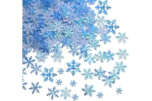 CATIN 750pcs Snowflake Confetti for Table Frozen Confetti Blue Snowflake Table Scatter Winter Wonderland Birthday Party Supplies, 3 size