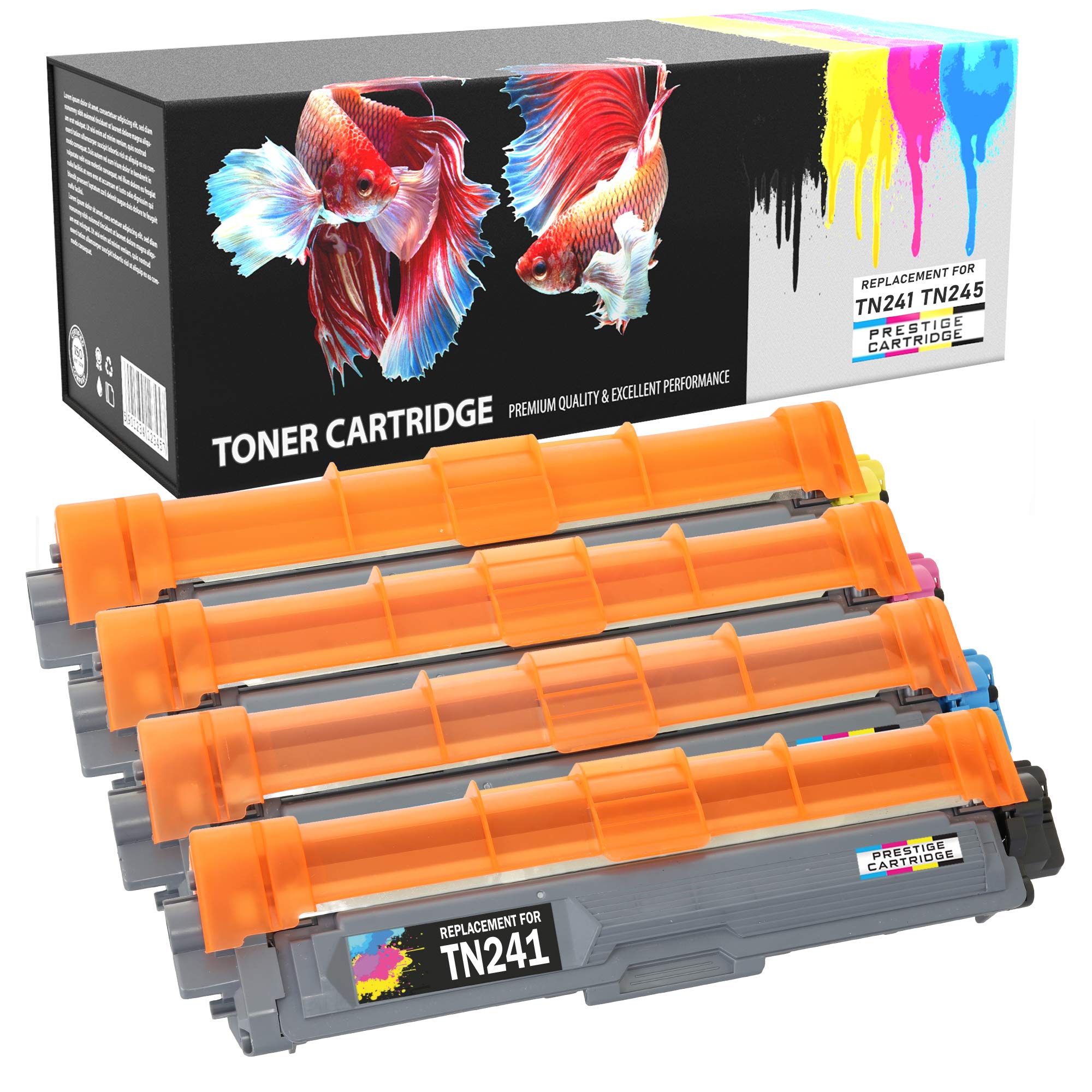 Prestige Cartridge TN-241 TN-245 Toner Cartridges Compatible with Brother HL-3140CW 3150CDW 3170CDW DCP-9015CDW 9020CDW MFC-9140CDN 9330CDW 9340CDW 9332CDW 9142CDN | Pack of 4