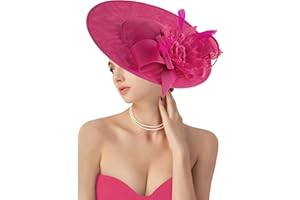 dressfan Church Kentucky Derby Fascinator Hat for Women,20s 50s Linen Vintage Derby Hat for Church/Wedding/Cocktail/Tea Party